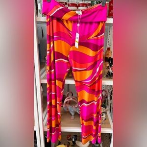 Trina Turk Wide Leg Pant Cove Up Multi Color Bright Palazzo NWT Medium